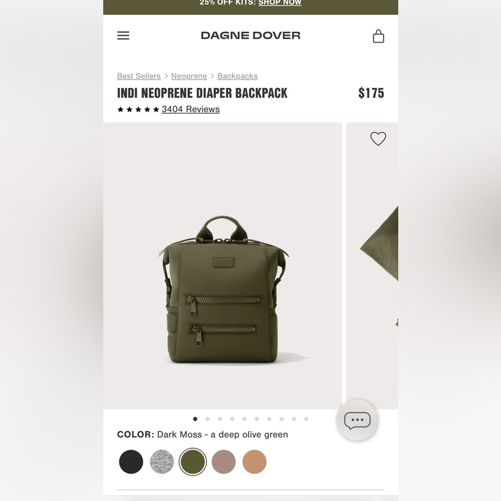 Dagne Dover Olive Neoprene Backpack